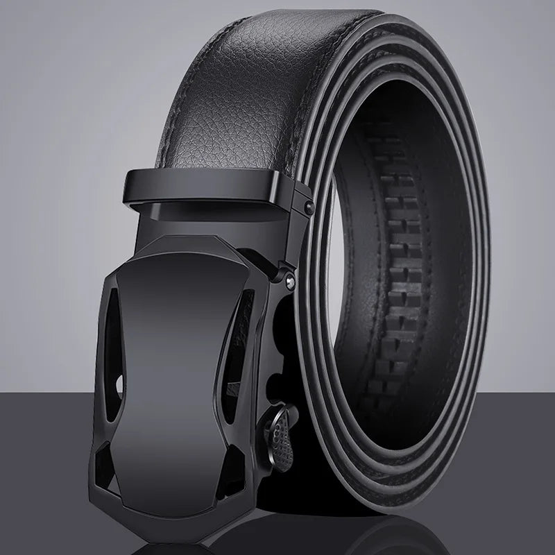 Alloy Automatic Buckle Men's Belt (Non-Iron, Rustproof), Premium Large Size Dress Belt for Business Casual, Lightweight Durable