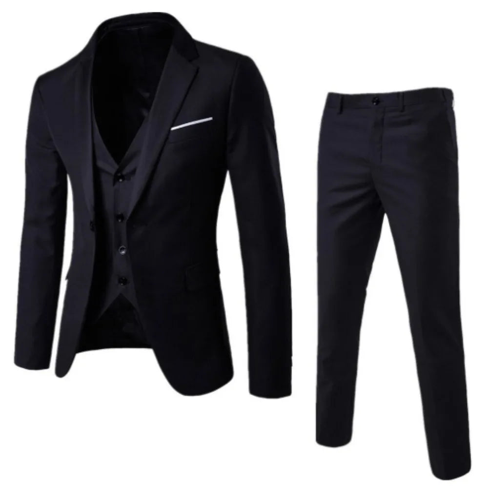 Completo da uomo elegante 3 pezzi , slim fit , smoking nero .